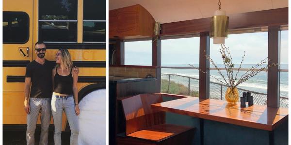 这对夫妇DIY的“Skoolie”巴士改装花了4年时间，花费了2万美元看看他们的“中世纪”梦想家园